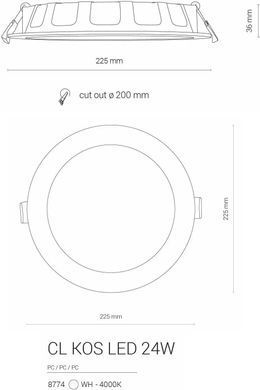 Точечный врезной светильник Nowodvorski 8774 CL KOS LED 24W 4000K WHITE CN