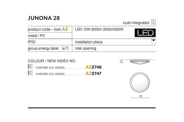 Потолочный светильник Azzardo AZ2746 Junona 28 4000K
