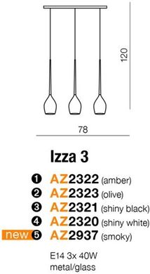 Люстра-підвіс Azzardo Izza 3 MD1288B-3BK (AZ2321)