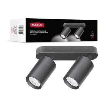 Світильник точковий накладний поворотний без лампи MAXUS Spot Light Base GU10x2 Black
