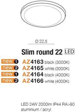 Точковий врізний світильник Azzardo AZ4163 SLIM 22 ROUND 3000K IP44 BK
