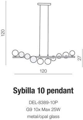 Люстра-підвіс Azzardo Sybilla 10 pendant DEL-8389-10P (AZ2100)