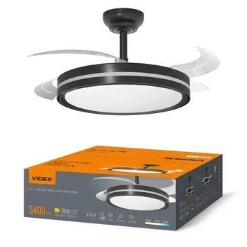 LED Світильник з вентилятором VIDEX (CLF06) 60W 3000K-4200K-6000K Black арт. 29185