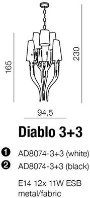 Люстра сучасна Azzardo Diablo AD8074-3-3-WH (AZ0173)