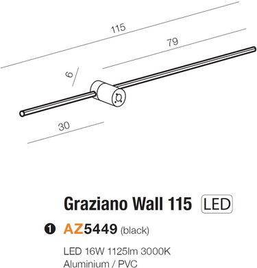 Бра декоративное Azzardo GRAZIANO WALL 100 BK AZ5449