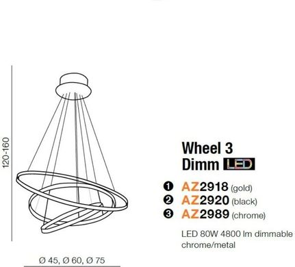 Люстра сучасна Azzardo AZ2918 Wheel 3 Dimm