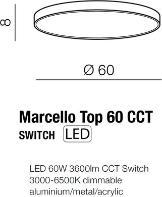 Потолочный светильник Azzardo MARCELLO TOP 60 CCT SWITCH BK AZ5082