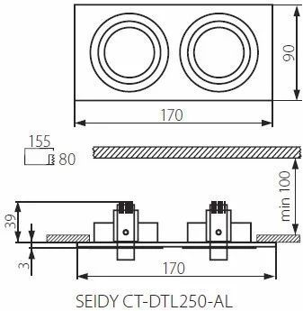 Точковий врізний світильник Kanlux Seidy CT-DTL250-AL (18282)