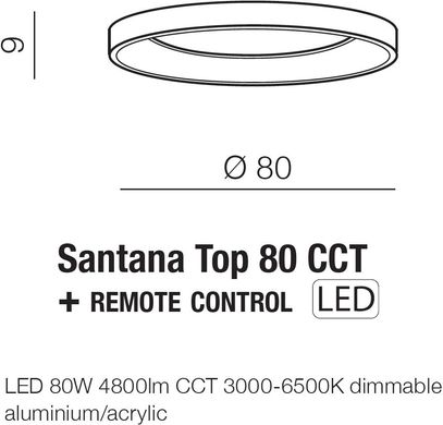 Стельовий світильник Azzardo SANTANA TOP 80 CCT BK + REMOTE CONTROL AZ4995
