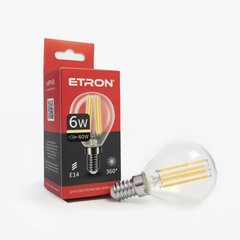Лампа светодиодная ETRON Filament 1-EFP-151 G45 6W 3000K E14