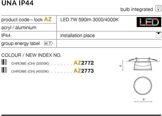 Точечный врезной светильник Azzardo AZ2773 Una 4000K