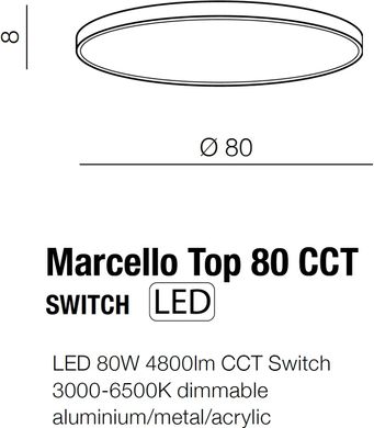 Потолочный светильник Azzardo MARCELLO TOP 80 CCT SWITCH BK AZ5085