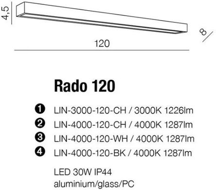 Світильник для ванної Azzardo Rado 120 LIN-3000-120-CH (AZ2078)