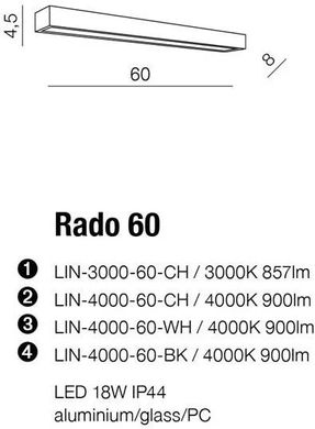 Світильник для ванної Azzardo Rado 60 LIN-3000-60-CH (AZ2076)