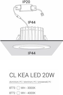 Точковий врізний світильник Nowodvorski 8772 CL KEA LED 20W 4000K WHITE CN