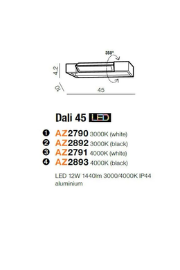 Настенный светильник Azzardo AZ2790 Dali 45 3000K