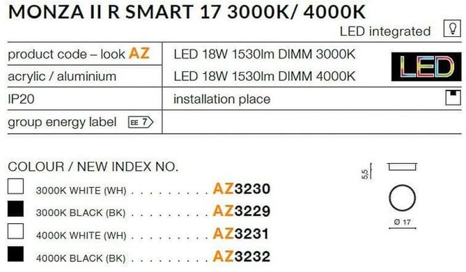 Стельовий світильник Azzardo MONZA II R SMART 17 AZ3232