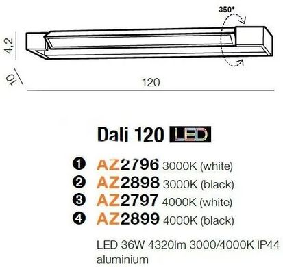 Настенный светильник Azzardo AZ2797 Dali 120 4000K