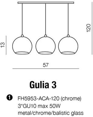 Люстра-підвіс Azzardo Gulia 3 FH5953-ACA-120-CH (AZ0637)
