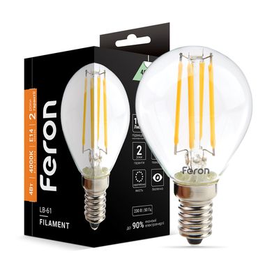 Декоративная лампа Feron 25579 Filament, P45 4W 4000K E14, 300°