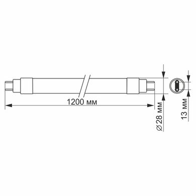 Светодиодная лампа Videx 23375 T8 18W 6200K G13 T8, двостороннє підключення, 330 град.