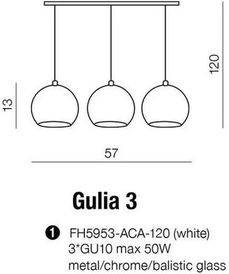 Люстра-підвіс Azzardo Gulia 3 FH5953-ACA-120-WH (AZ0638)