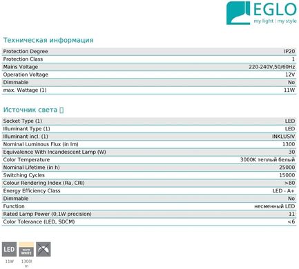 Стельовий світильник Eglo 96029 Giron-S