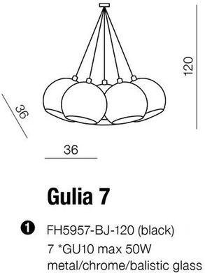 Люстра-підвіс Azzardo Gulia 7 FH5957-BJ-120-BK (AZ0635)