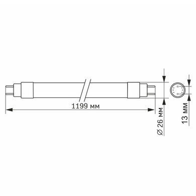 Светодиодная лампа Videx 27000 Fito VL-T8F-1812B, T8 18W 660nm+450nm G13, 330°