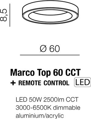 Потолочный светильник Azzardo MARCO TOP 60 CCT BK + REMOTE CONTROL AZ5032