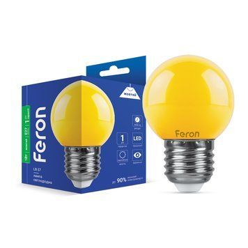 Декоративная лампа Feron 25597 , G45 1W Yellow E27, 270&deg;