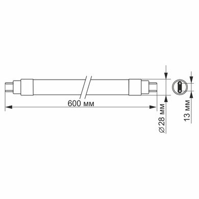 Светодиодная лампа Videx 23374 T8 9W 6200K G13 T8, двостороннє підключення, 330 град.