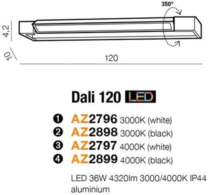 Светильник для ванной Azzardo AZ2898 Dali 120 3000K
