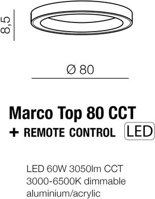 Стельовий світильник Azzardo MARCO TOP 80 CCT WH + REMOTE CONTROL AZ5034