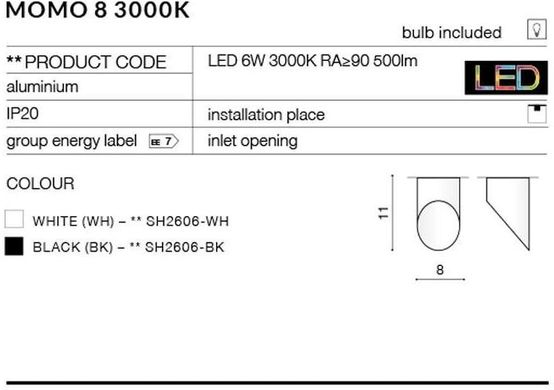 Точковий накладний світильник Azzardo Momo 8 3000K SH2606-BK (AZ2279)
