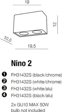 Точковий накладний світильник Azzardo Nino 2 FH31432S WH/ALU (AZ1386)