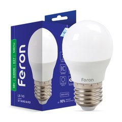 Світлодіодна лампа Feron 25676 Standard, G45 6W 6400K E27, 220°
