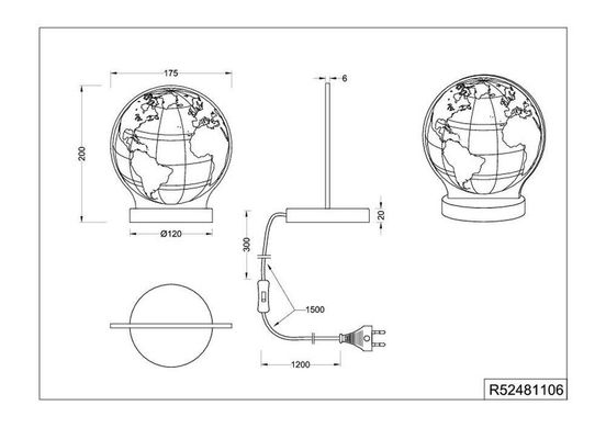 Декоративная настольная лампа Trio Globe R52481106
