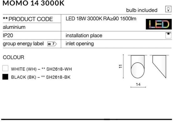 Точковий накладний світильник Azzardo Momo 14 3000K SH2618-WH (AZ2282)