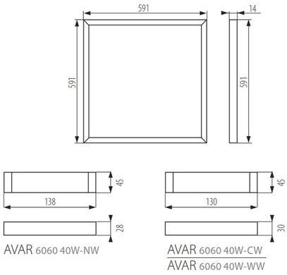 Стельовий світильник Kanlux AVAR 6060 40W-CW 26771