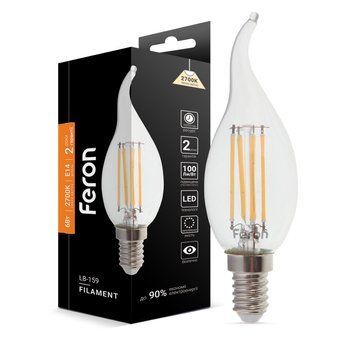 Декоративная лампа Feron 25750 Filament, CF37 6W 2700K E14, 300&deg;