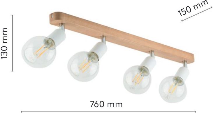 Спот с четырьмя лампами TK Lighting SIMPLY WOOD WHITE 4751