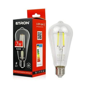 Світлодіодна лампа Etron Filament 1-EFP-164 7Вт E27 4200K Едісон ST64