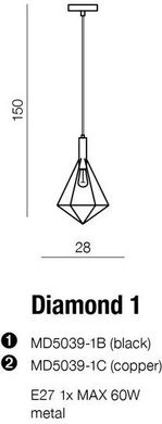 Люстра-підвіс Azzardo Diamond 1 MD5039-1B (AZ2139)