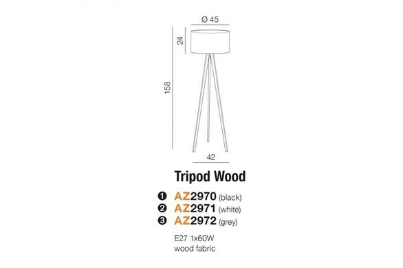 Торшер Azzardo AZ3013 Tripod Wood lampbody