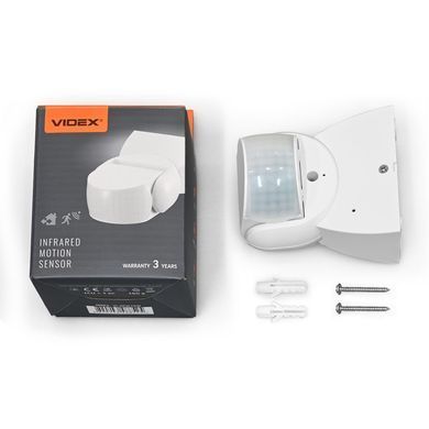 Датчик руху та сутінків VIDEX (VL-SPW15W) 220V 1200W IP65 інфрачервоний білий арт. 28935