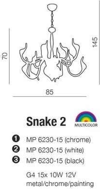 Люстра сучасна Azzardo Snake 2 MP6230-15-BK (AZ1048)